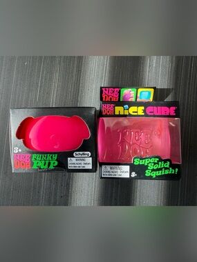 Needoh Pink Bundle - Set of 2 (Funky Pup & Nice Cube)